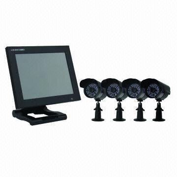12-inch 4-channel LCD/DVR Combo System with 600TVL High Resolution CMOS Metal Camera, Plug-and-play