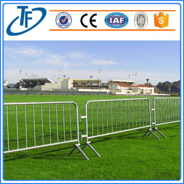 Galvanized metal pedestrian barriers fence