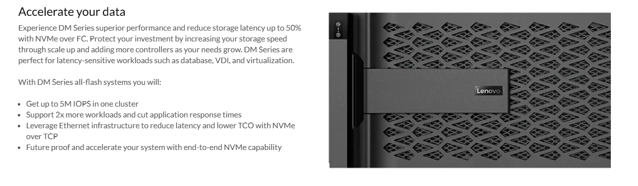 Lenovo Thinksystem Dm5000f San Flash Storage Array: Fc San, Nfs, Cifs ...