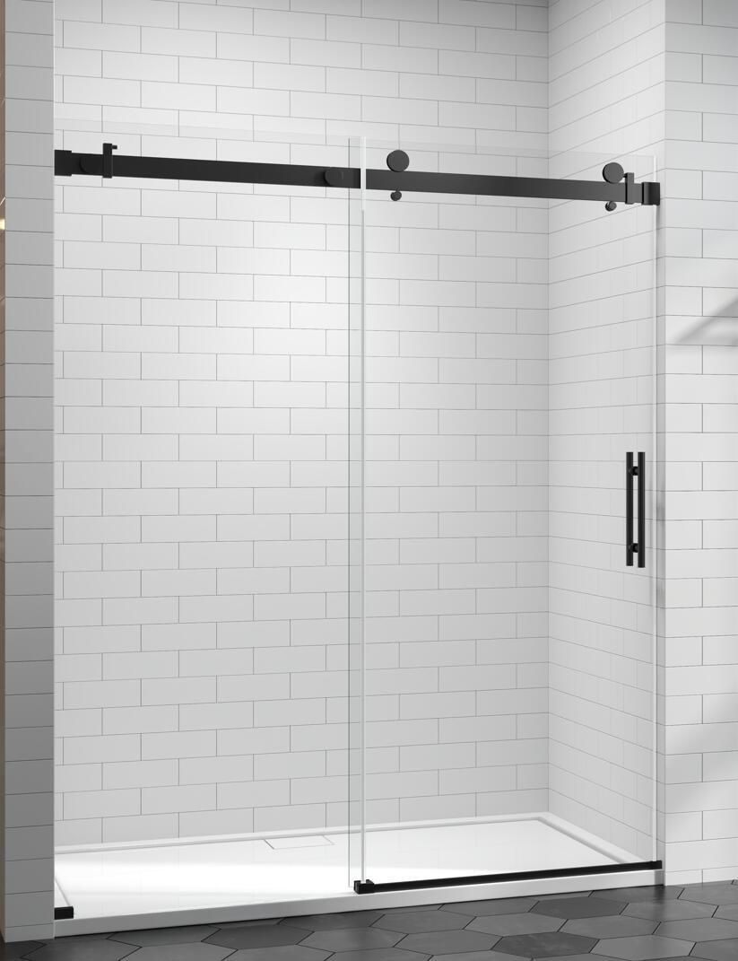 Brushed nickel sliding shower door