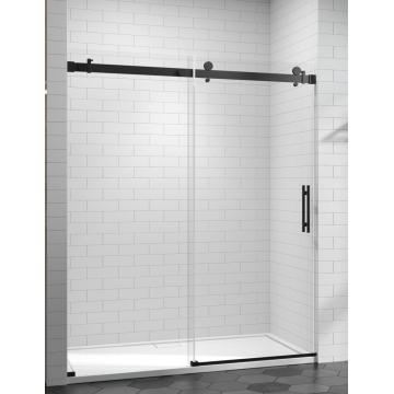 Brushed nickel sliding shower door