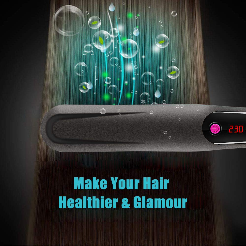 Hair Straightener Brush Hot Comb with LED Display Anti-scalding Comb Teeth 30s Fast Ceramic Heating Beard Straightener Comb