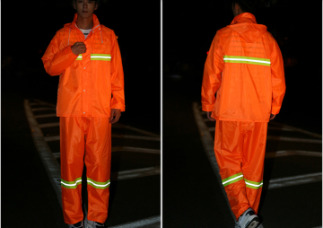 High vis orange reflective raincoat