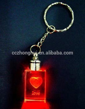 2016 New innotative design hot red heart crystal glass keychain