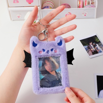 Wholesale Winged Demon Kpop Plush Photocard Holder Keychain with ID Card Holder