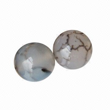 4-18mm White agate semi-precious loose beads gemstone with inner-cracked black vein, round polished