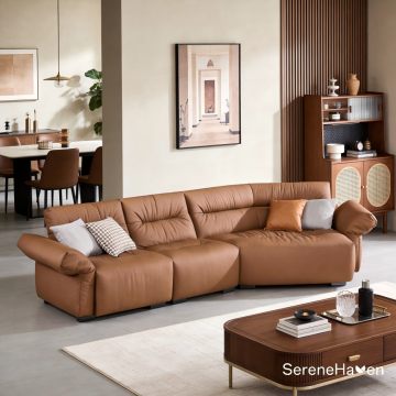 Vertical Channel Tuft Classic Genuine Leather Modular Sofa