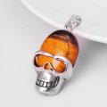 Tiger Eye Semi Precious stone Skull Alloy Pendant