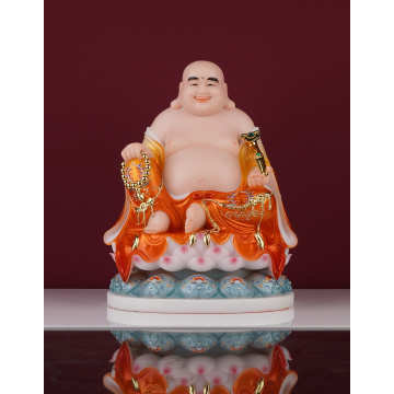 Белая мармуровая статуя Буды Майтрэйі, які смяецца