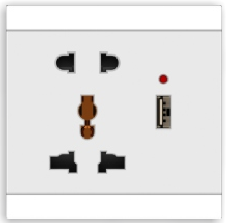 two pin and multifunction socket with USB