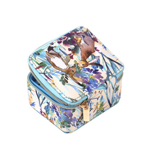Ins wind PU leather portable earrings storage box