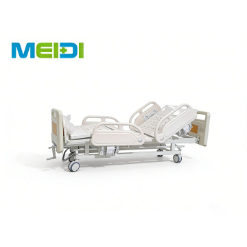 Premium Perforated Double Crank Hospital Bed with Steel Central Control Brake, Four Guardrails & Dining Table Board