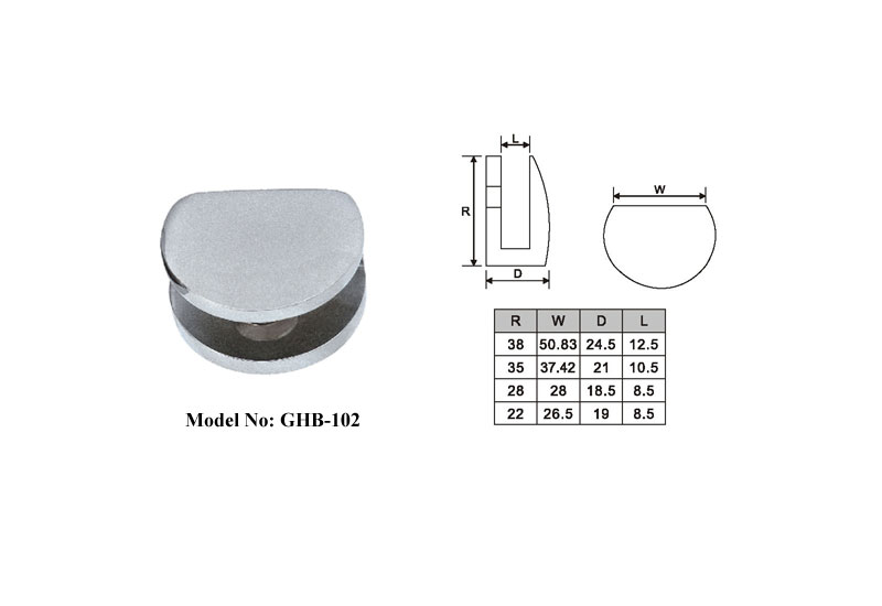 Radius Stainless Steel Clamp For Glass Shelf