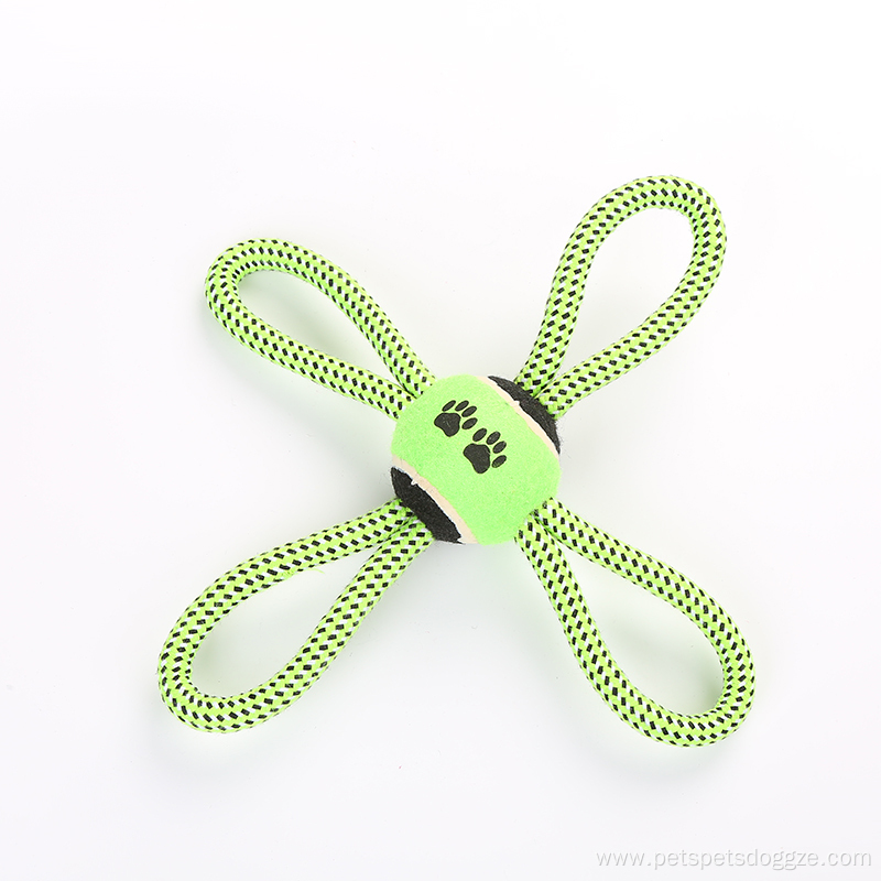 Flower Shape Rope Pet Toy with Tennis Ball