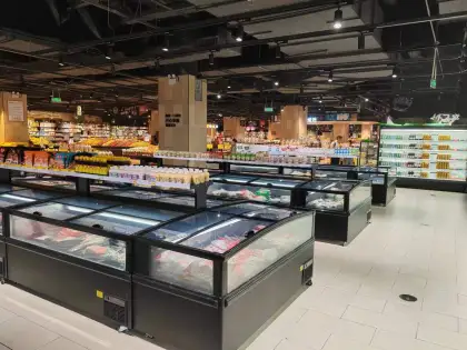 XGF-2500F 2.5m Supermarket Island Freezer: Features and Specifications with Secop Compressor and Auto Defrost Technology