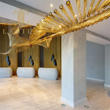 Popular Amber Acrylic Led Customizable Hallway Chandelier