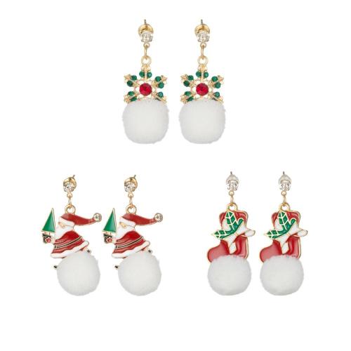 Women Christmas Dangle Earrings Set Snowflake Santa Claus Sock Girls Fashion Simple Hairball Drop Ear Rings Jewelry