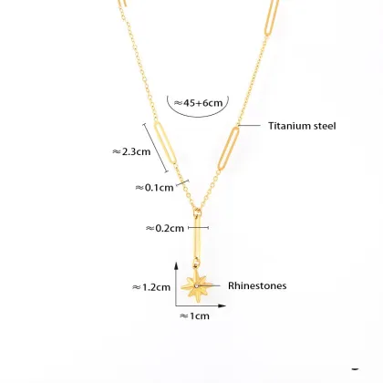 HYH New Gold Waterproof Chain Star of David Charm Stainless Steel Necklace Jewelry