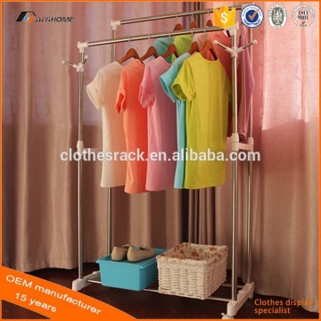 AY-DP25 Outdoor Folding Metal double pole Clothes Hanger dryer with wheels drying rack