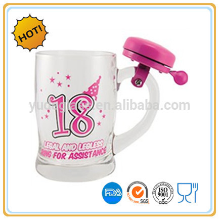 high quality beer glass mug with bell with logo for drinking