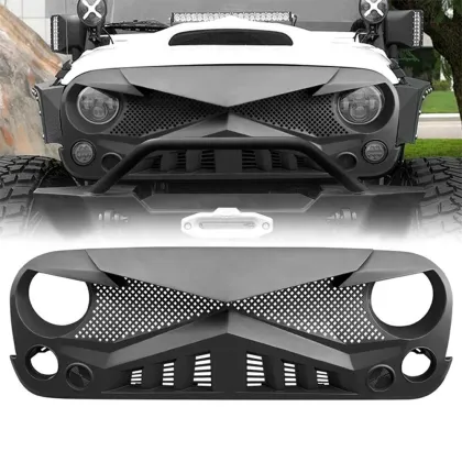 Matte Black Hawke Front Grille for 2007-2017 Jeep Wrangler JK/JKU Rubicon Sahara Sport