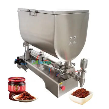 50-500ml Single Nozzle Peanut Butter Chilli Sauce Filling Machine with Mixing Hopper