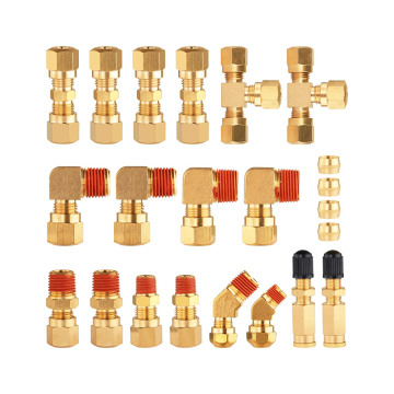 24pcs Fitting Tubing Nylon Brass Dot: Union, Elbow, Tee for Air Systems