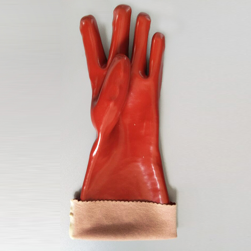 PVC vermelho escuro mergulhou luvas de proteção longas 45cm