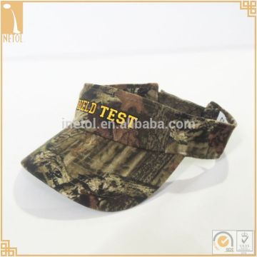 2016 New fashion sports style embroidery custom camo distressed sun visor cap