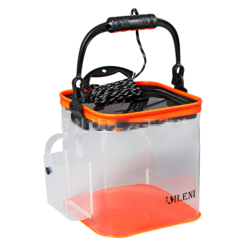 Piegatura portatile Clear Plastic Pesh Caricano un secchio con coperchi e corde per il campeggio e la spiaggia