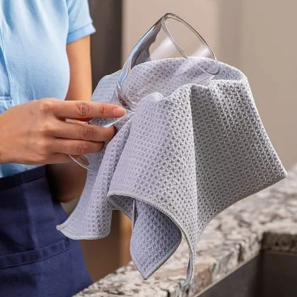 Microfiber waffle weave kitchen tea towel