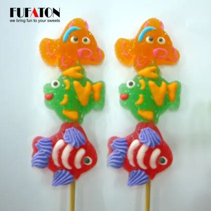 Fish shaped jelly pop candy lollipop