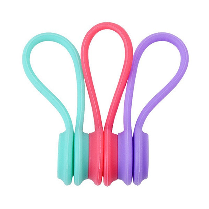 3 Colors Soft Silicone Magnetic Wire Cable Organizer Key Cord Earphone Storage Holder Clips Cable Winder For Data Cable