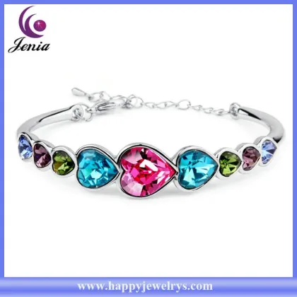 18k white gold plated bracelet multi color Austrian crystal love bracelet ( YWH5060-5)