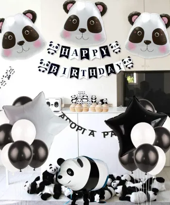 Walking Mylar Panda Balloon Panda Headband Foil Balloons for Panda Bear Birthday Party Decorations