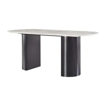 Marble table Mesa Carbon steel black Leg Table