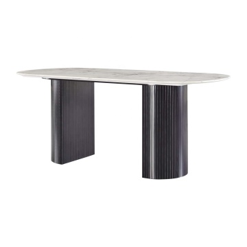 Kunstmatige marmeren tafelblad mesa koolstofstaal zwart poot tafel sets