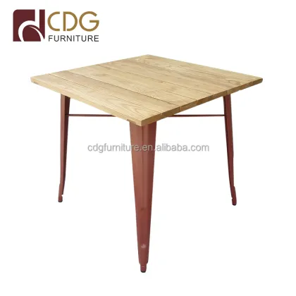 Cheap Industrial Wood Metal Cafe Shop Tables and Chairs