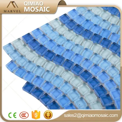 Ocean Blue Decorative Wall Mirror Wave Glass Mosaic