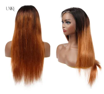 Uniky 1B 4 30 Blonde Brazilian Straight Lace Front Wig 13x4 Colored Ombre Human Hair Wigs Pre Plucked Remy Brown Lace Front Wig