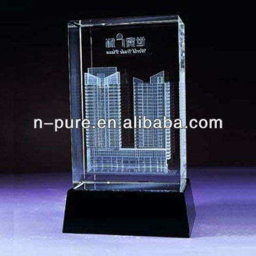 3D Laser Engraving Glass Block of Building