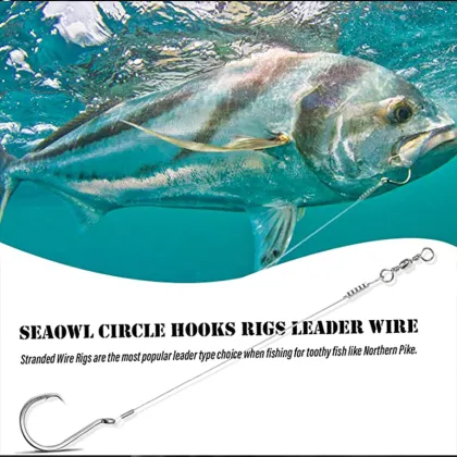 Saltwater Steel Circle Hook Rigs with Swivel Link for Catfish and Bass