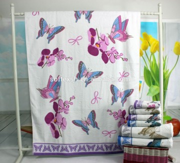 100% cotton 21D custom printed velvet bath towels