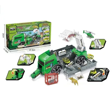 High-Quality Kids' Dinosaur Car Toy Set: Deformed Truck & Transport Vehicles