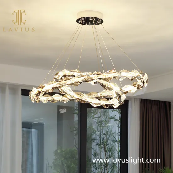 Villa living room custom crystal chandelier full high-end shape chandelier k9 gold edge chandelier
