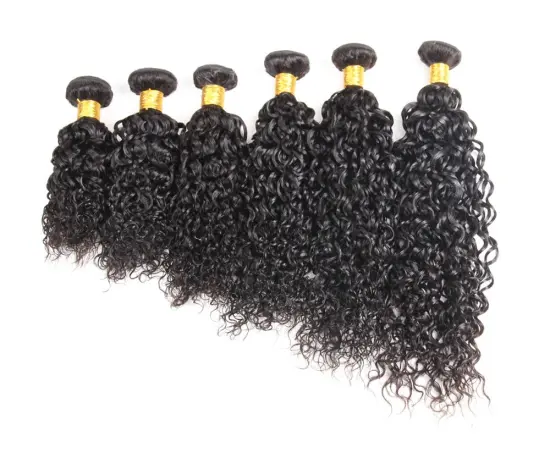 Huashuo Free Shipping Natural Color  Cuticle Aligned Raw Indian Virgin Hair Wholesale Water Wave Human Hair Bundles