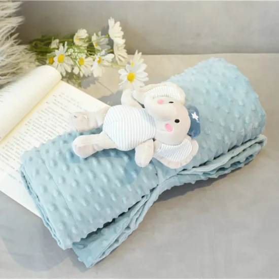 Gift Infant Baby Wrap Set Winter Bed Blanket Super Soft Thick Microfiber Fleece Double Ply Minky Dot Baby Blanket