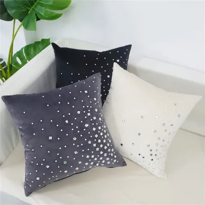 Wholesale Luxury Sofa Cushion Covers: Modern Black Design with Diamond Ironing Pattern