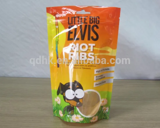 Dog food packaging bagwith clear window and zipper top
