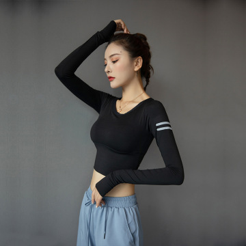 yoga tank top lengan panjang untuk wanita